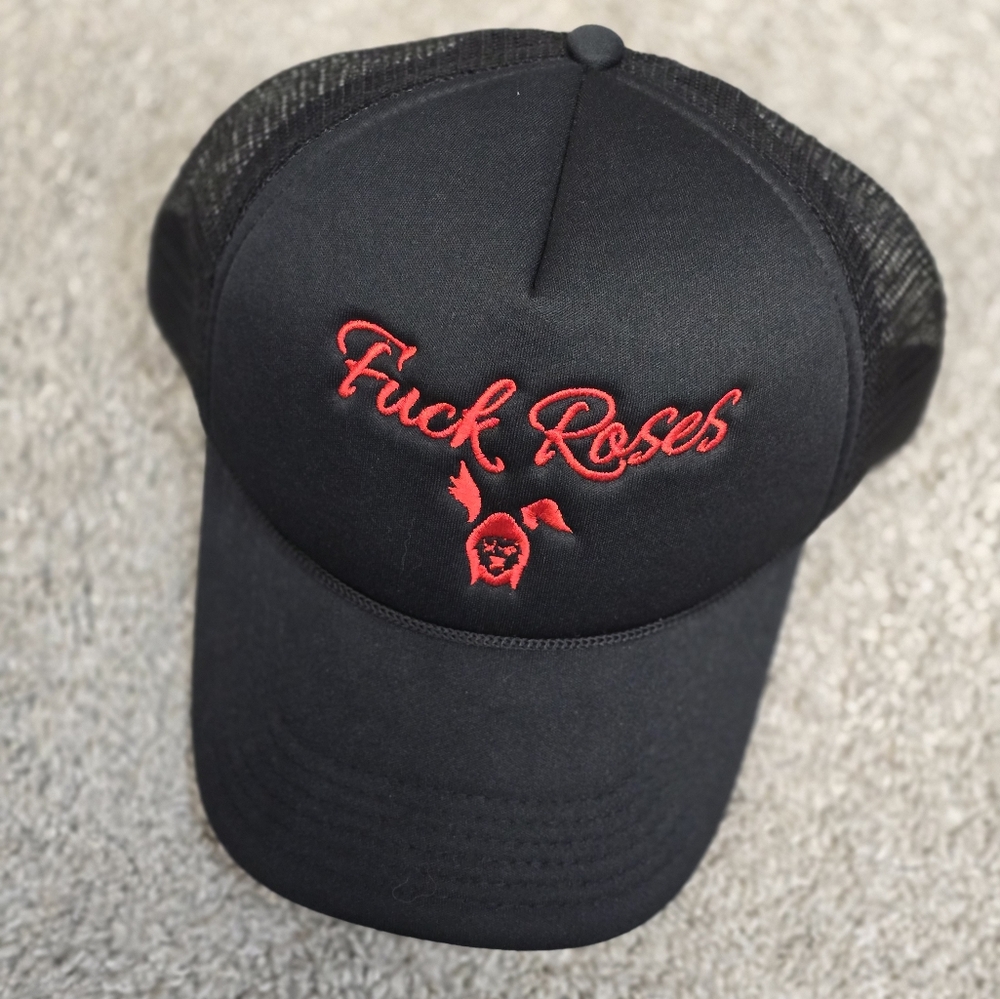 BLK Rebel Dynasty F#ck Roses Trucker hat new with sticker.
